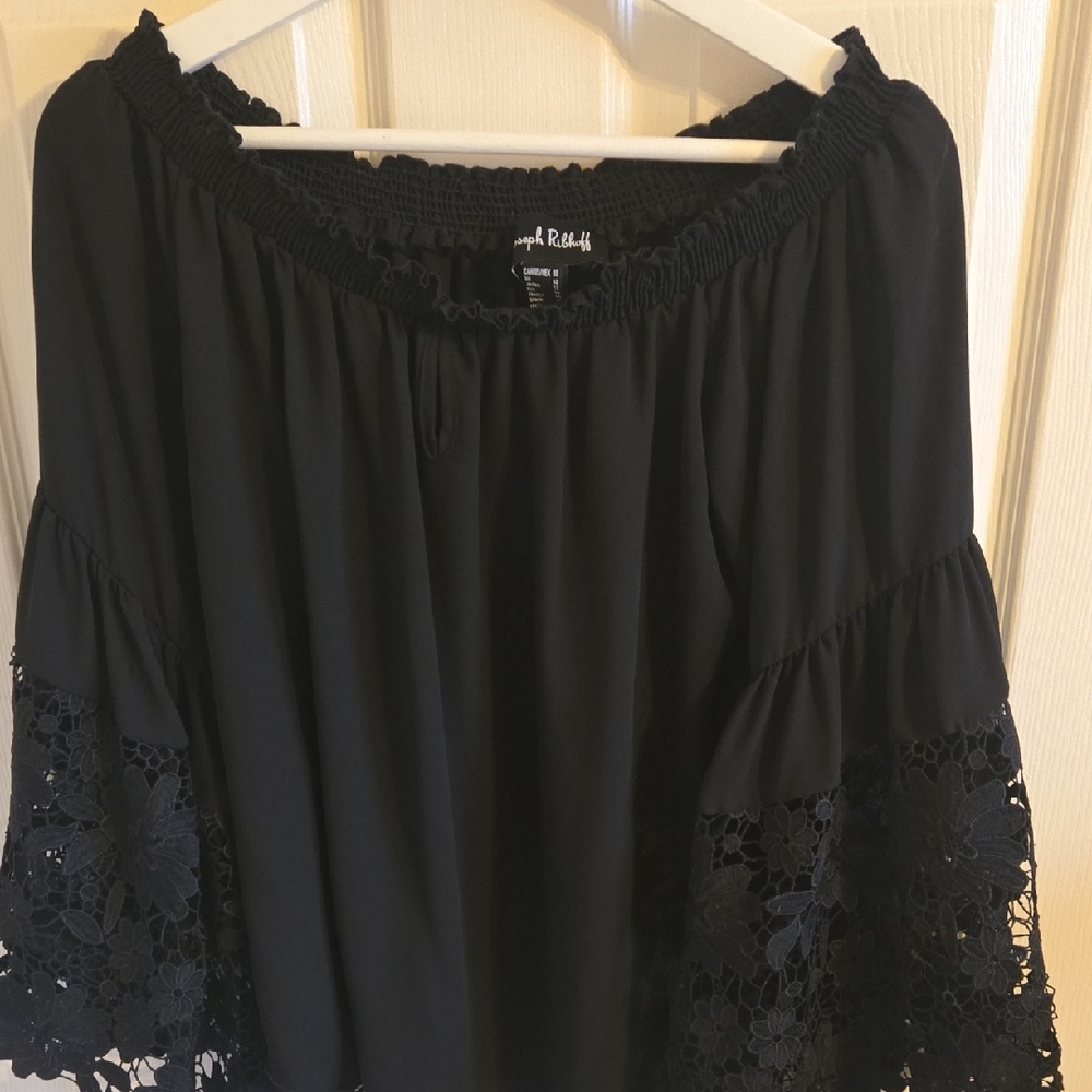 Black Lace Sleeve Blouse